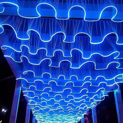 5M White Gauze Curtain Ceiling Decoration Wave Gauze Cloth with Light String Wedding Christmas Atmosphere Decoration Props