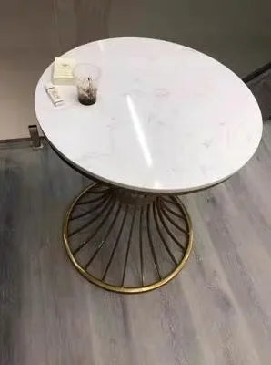 Nordic Minimalist Marble Coffee Tables Light Luxury Living Room Side Table Golden Iron Round Coffee Table Modern Home Furniture