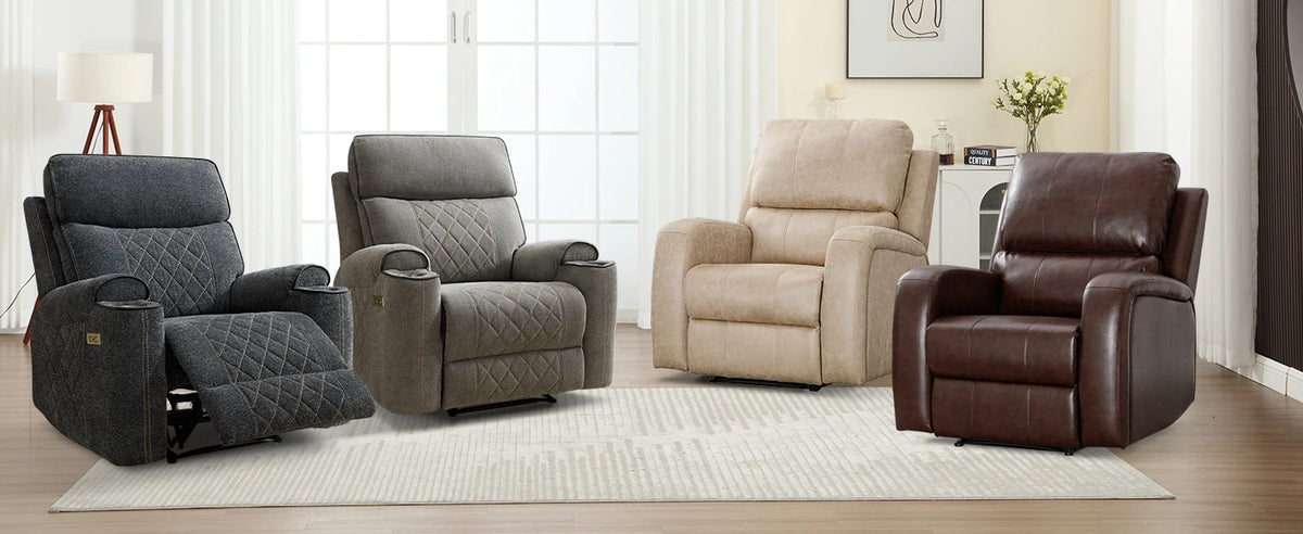 HAOMARKETS Electric Recliner Chair, Soft Fabric Power Recliners with Metal Cup Holders, Single Overstuffed Heavy Duty Reclining