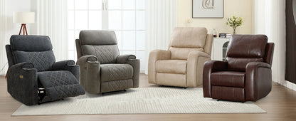 HAOMARKETS Electric Recliner Chair, Soft Fabric Power Recliners with Metal Cup Holders, Single Overstuffed Heavy Duty Reclining