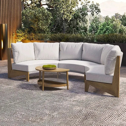 Outdoor sofa teak courtyard terrace leisure resort hotel outdoor deck rattan sofa garden furniture