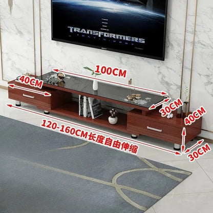 Modern & Minimalist Tempered Glass Expandable TV Stand & Coffee Table Set - European Style, Ideal for Small - Space Living Rooms