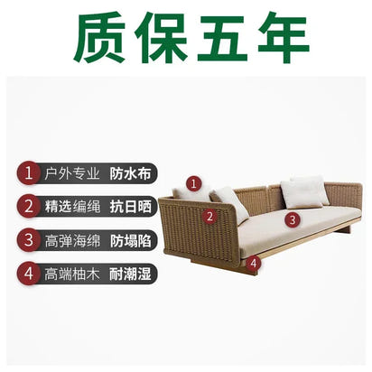 combination furniture Outdoor sofa, outdoor leisure terrace, patio, rattan sofa, teak villa, hotel, garden balcony