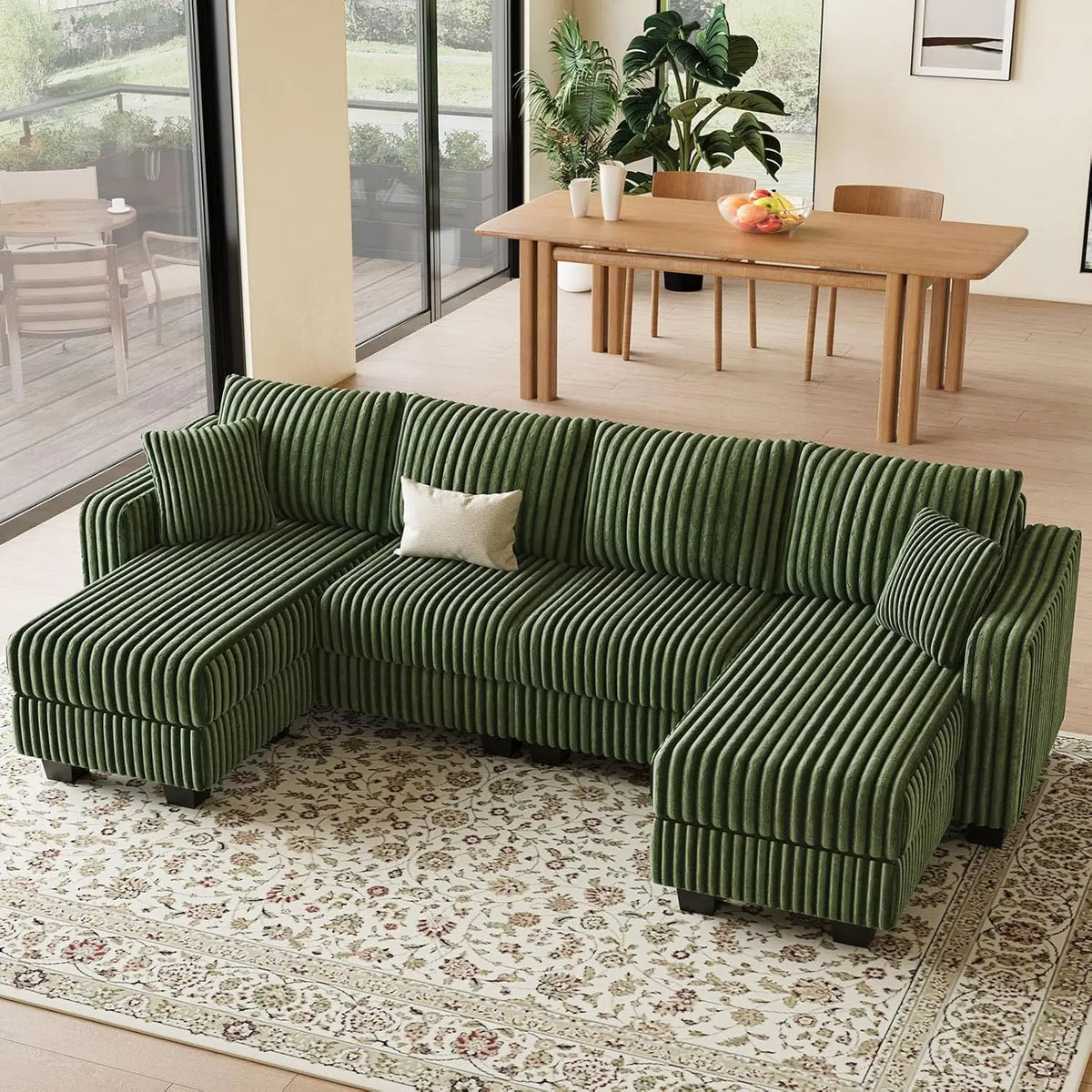 U Shaped Couch with Reversible Chaises Sectional Couches for Living Room Sectional Couch with Ottomans Corduroy, Customized
