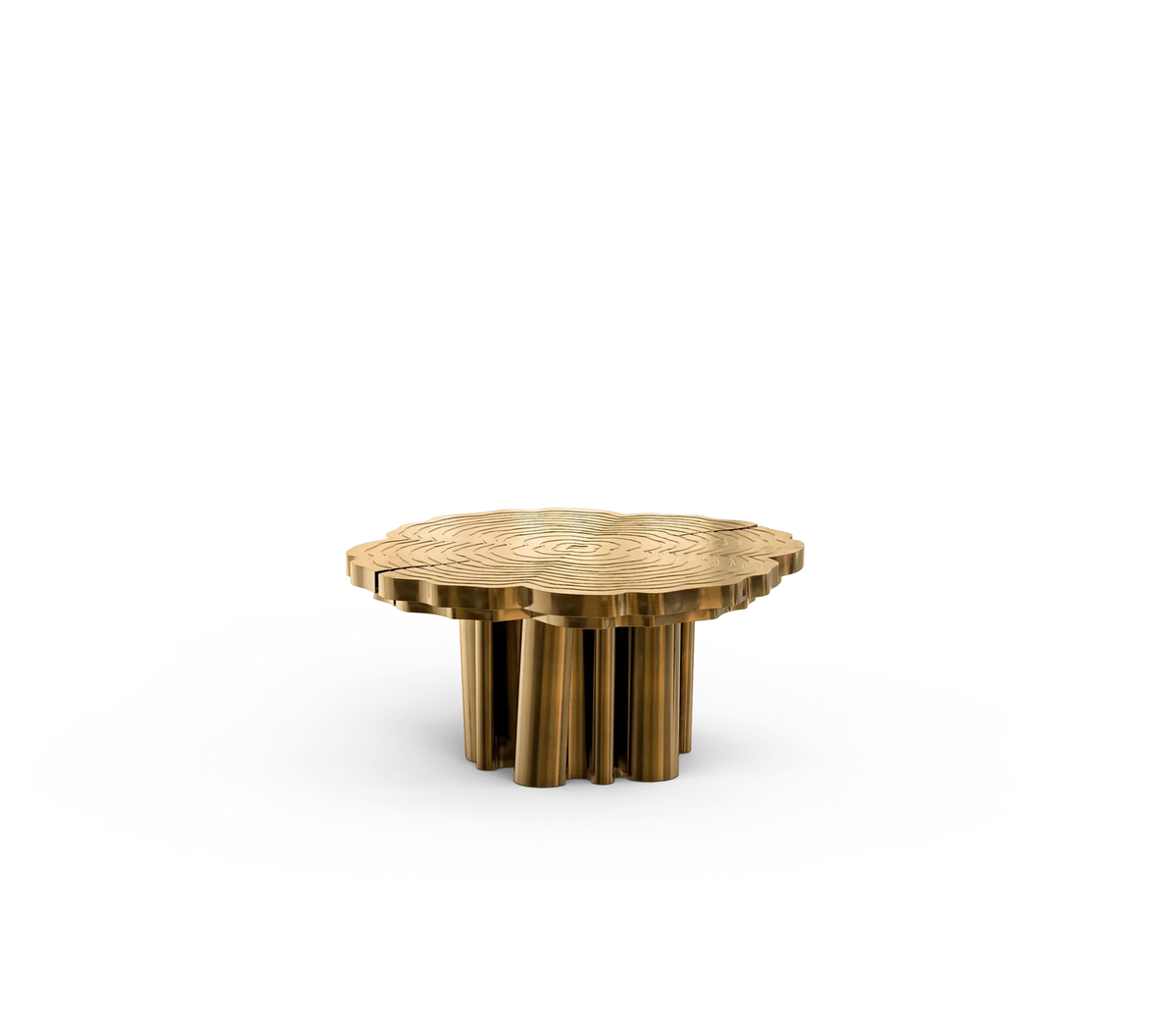Italian light luxury round coffee table high-end villa living room stainless steel heterosexual etching