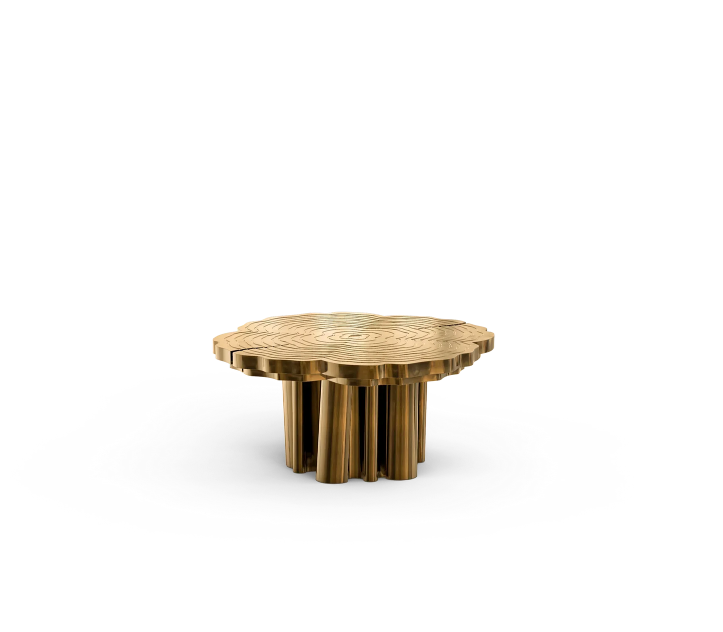 Italian light luxury round coffee table high-end villa living room stainless steel heterosexual etching