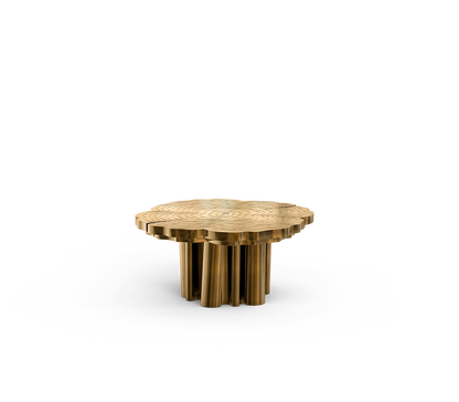 Italian light luxury round coffee table high-end villa living room stainless steel heterosexual etching