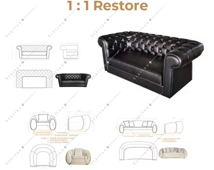 Modern Luxury Microfiber Fabric Villa Sofa Set Light Leather Love Seat for Living Room-High Quality Hot Sale Couch