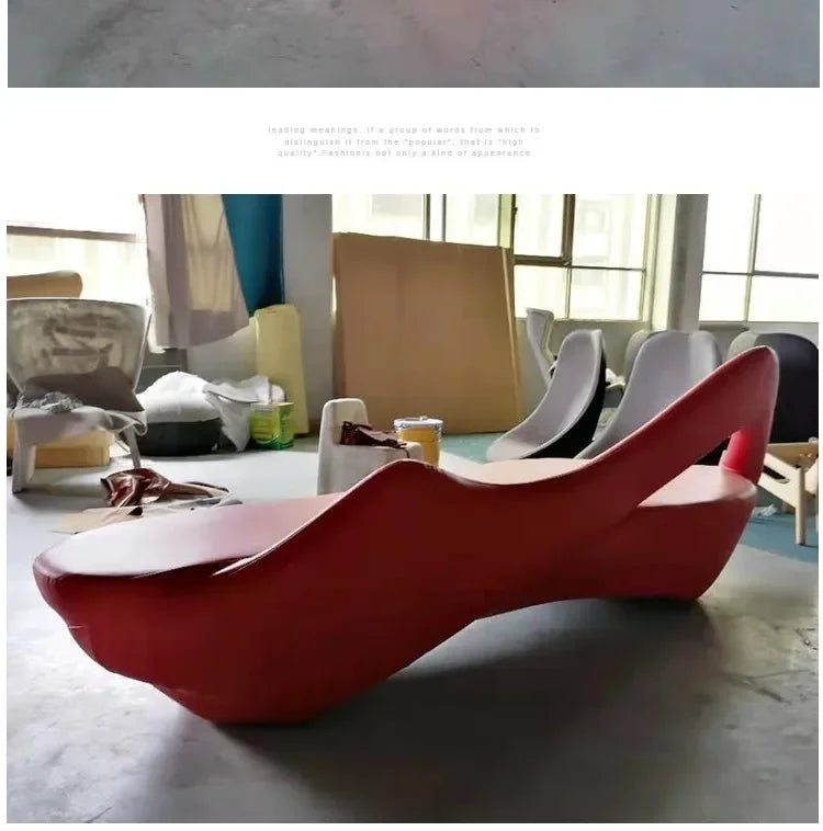 Italian Simple Fabric Leather Sofa Living Room and Sample Room Lobby Reception Arc Moon Sofa