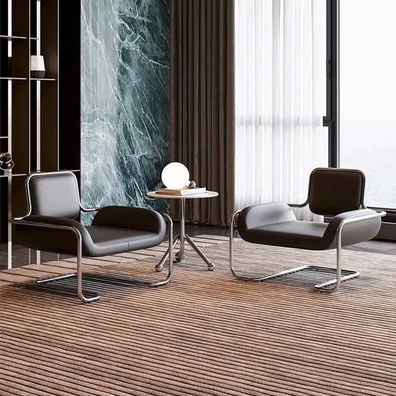 Single chair medieval stainless steel special-shaped convex living room reception leisure single sofa