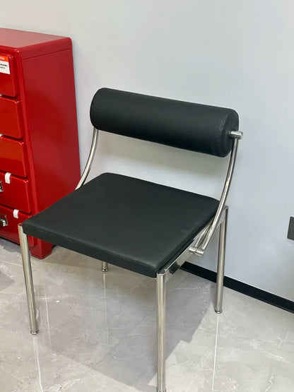 Vintage Designer Dining Chair with Stainless Steel Frame Study Room Seat Bedroom Dressing Table Makeup Stool Home Kitchen Chairs