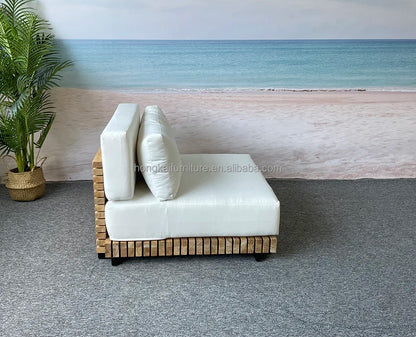 Outdoor Suit All-weather Modern Outdoor Teak Wooden Sofa Patio Furniture Luxury Design Sofa Set For Villa Outdoor Garden