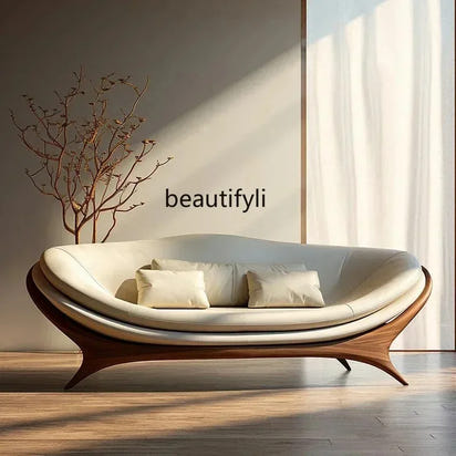 a3813  New Chinese-style solid wood sofa living room modern simple small apartment leather recliner sofa lazy chair