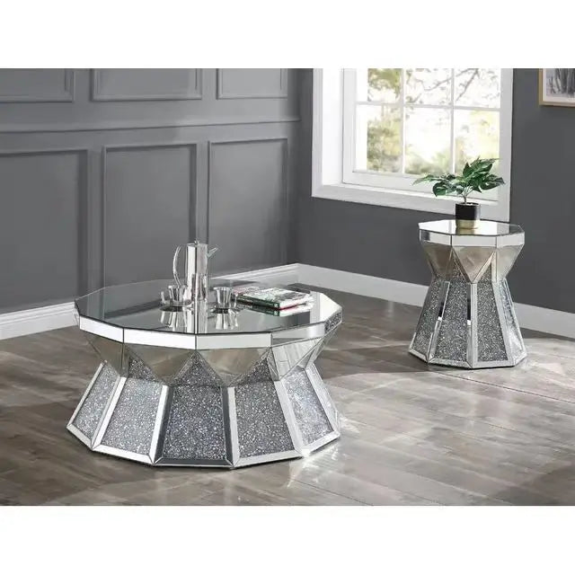 three-dimensional pink diamond glass mirror coffee table coffee table