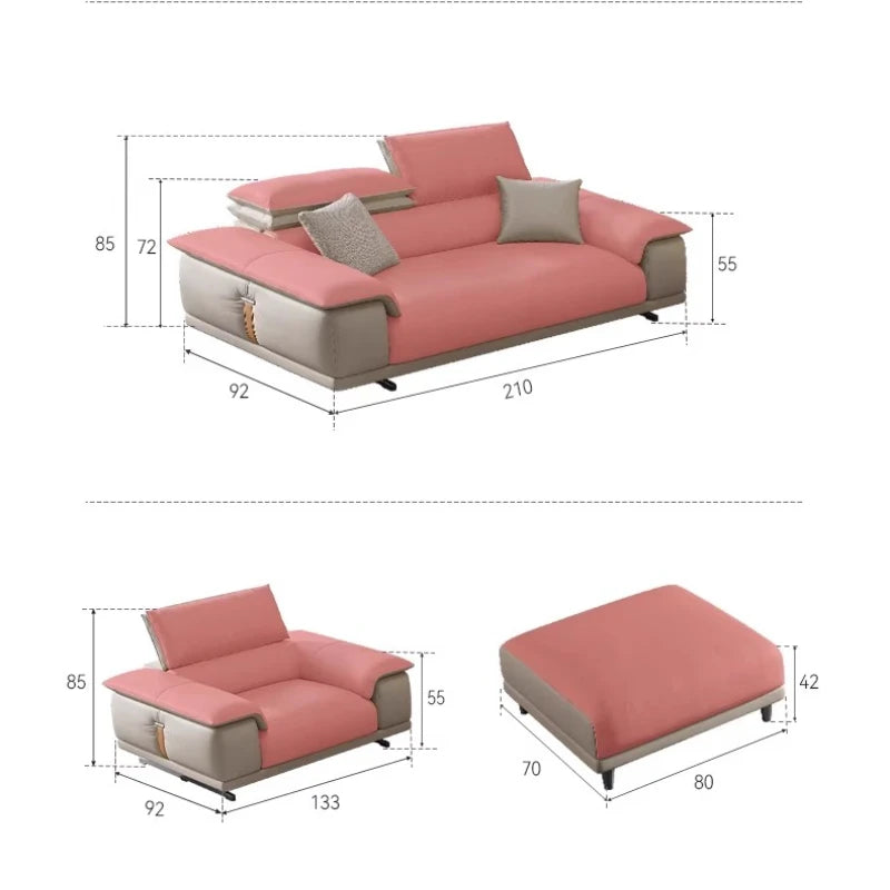Decoration Genuine Leather Italian Living Room Sofa Luxury Lounge Designer Minimalist Sofas home Modern Family Muebles Furniture
