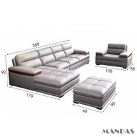 Premium Italian Genuine Leather Sofa for Living Room, Nordic Modern Elegant Sectional Couch Set