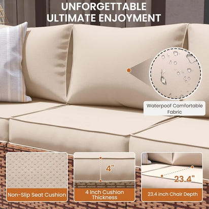 6-piece outdoor conversation sectional with 44