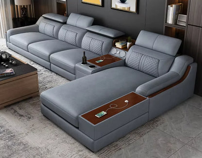 #*s for European Modern Fabric Sectional Sofa Set with Electric Recliner Modular Convertible Design USB Port-Living Room Furnitu