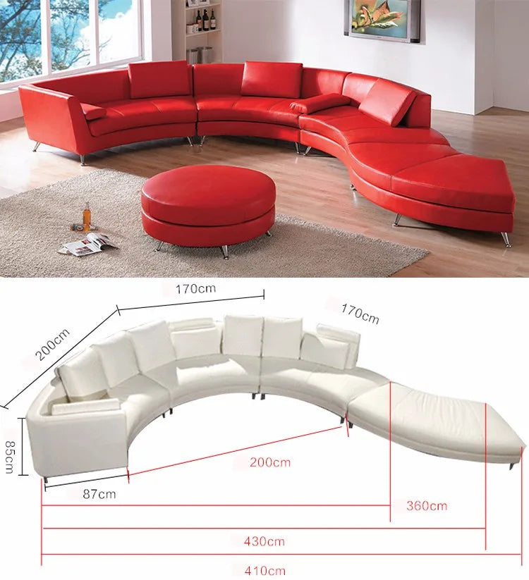 New Design Living Room Furniture Korean Style Sofa  Leather Leather Corner Sofa