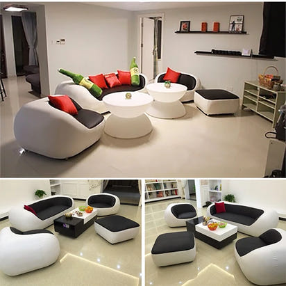 PatioLix Cute Luxury Nordic Sofa Set – Soft Lazy Loveseat & Modern Lounge Puffs