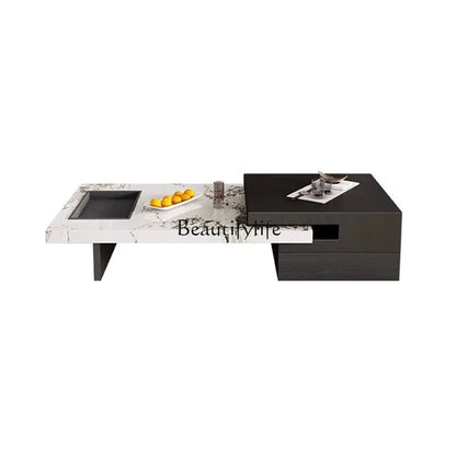 *Italian telescopic rock slab coffee table living room household large apartment solid wood coffee table