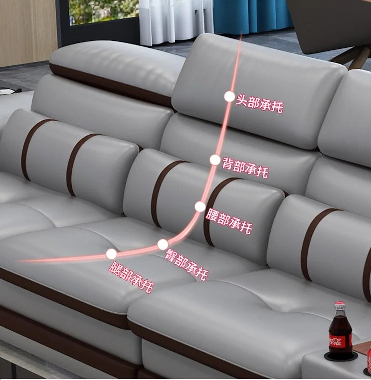 New Fashion L Shape Smart Massage Couch Living Room Furniture Leather Sofas