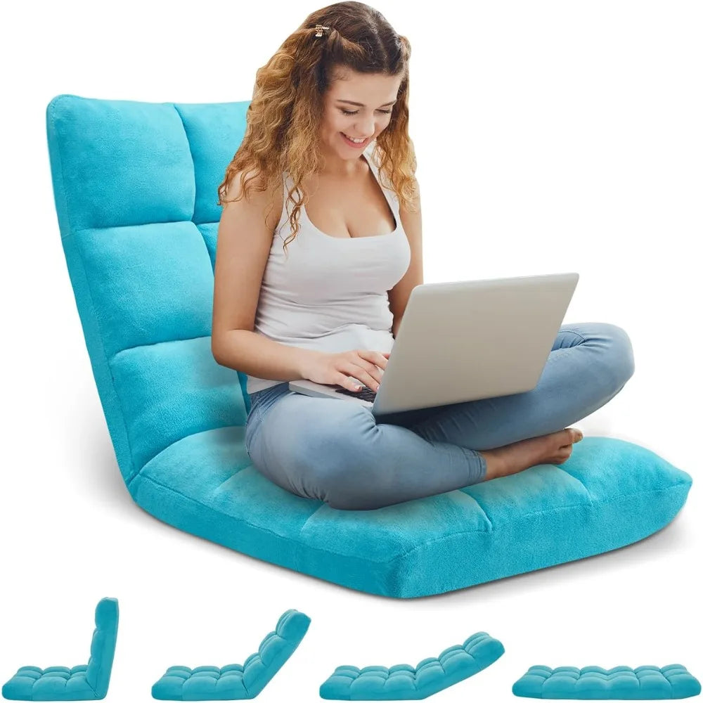 Adjustable Cushioned Gaming Floor Chair with Breathable Cotton and Skin-Friendly Velvet for Comfortable Lazy Sofa Seating