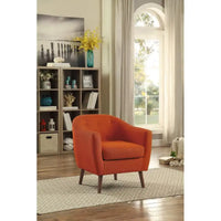 Orange Fabric Accent Chair 1pc Espresso Legs Button Tufted Solid Wood Living Room Furniture
