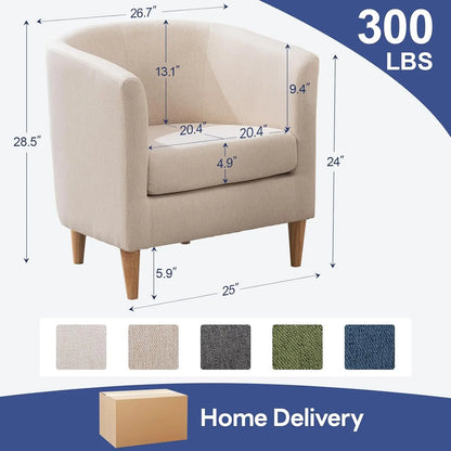 Accent Barrel Chair, Modern Comfy Living Room Chairs with Armrest Small Reading Chair with Cozy Soft Padded for Bedroom Receptio