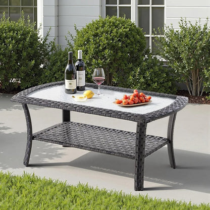 Wicker Patio Furniture - All-Weather PE Wicker Outdoor Conversation Bistro Set Loveseat Chairs with Table,Outdoor Rattan Sofa