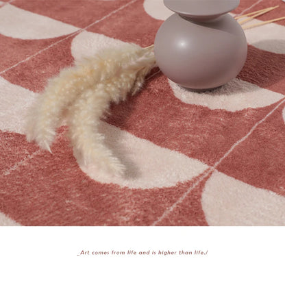 VIKAMA Cashmere Wash Back Carpet Machine Washable Ins Style Checkerboard Living Room Carpet Cloakroom Carpet Home Decoration