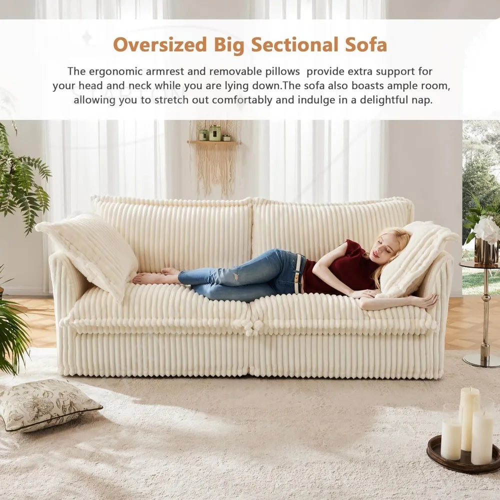 83.4” L-Shaped Comfy 2-Seat Sofa Couch Upholstered Deep Seat Couches With