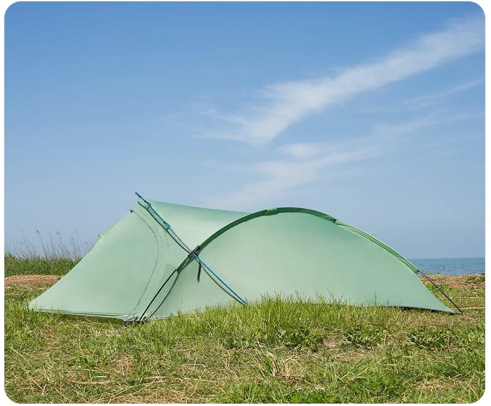 2 Person Ultralight Backpacking Tent 1.69kg 5000mm Waterproof 10D Nylon Triple Cross Pole Tent for Camping Hiking Trekking