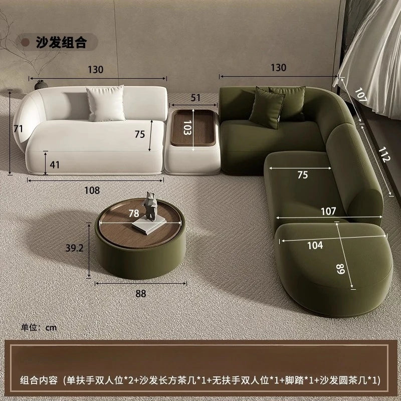 Curved Sofa Special Shaped Designer Beauty Salon Couch Lounge Area Sofa Coffee Table Set Furniture Velvet Living Room Sofas