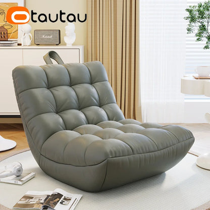 OTAUTAU Bean Bag Lounger Cover Without Filler Floor Seat Lazy Sofa Bed Couch Beanbag Sac with Footrest Stool Ottoman SF024