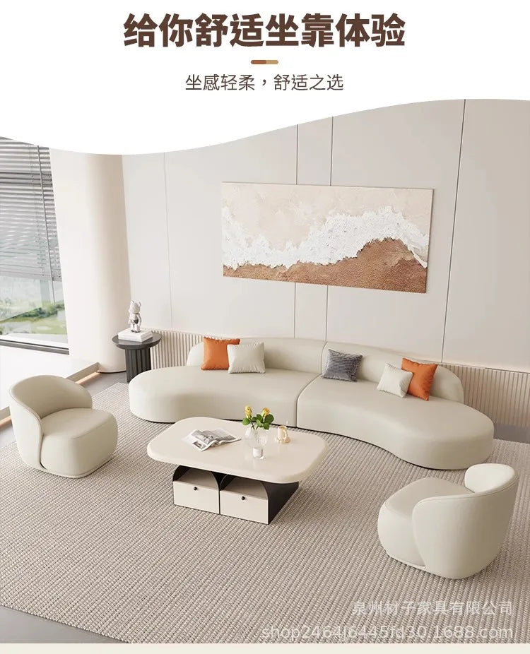 Nordic Fabric Sofa Office Business Reception Sofa Coffee Table Combination Beauty Salon Negotiation Leather Sofa