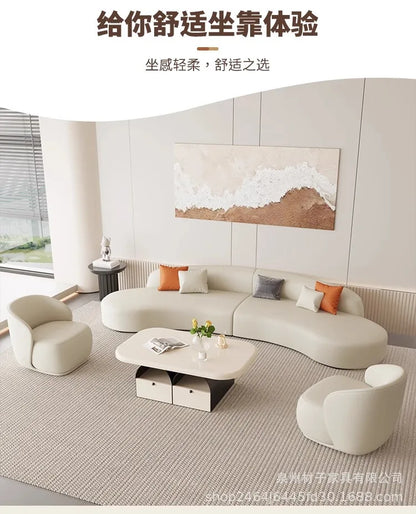 Nordic Fabric Sofa Office Business Reception Sofa Coffee Table Combination Beauty Salon Negotiation Leather Sofa