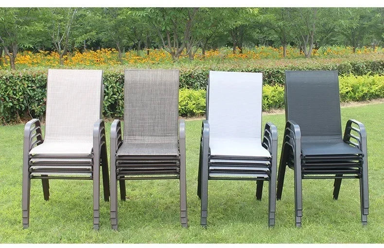 Outdoor Beach Chairs Outdoor Courtyard Balcony Waterproof and Sunscreen Iron Chair Home Leisure Back Armchairs Outdoor Furniture