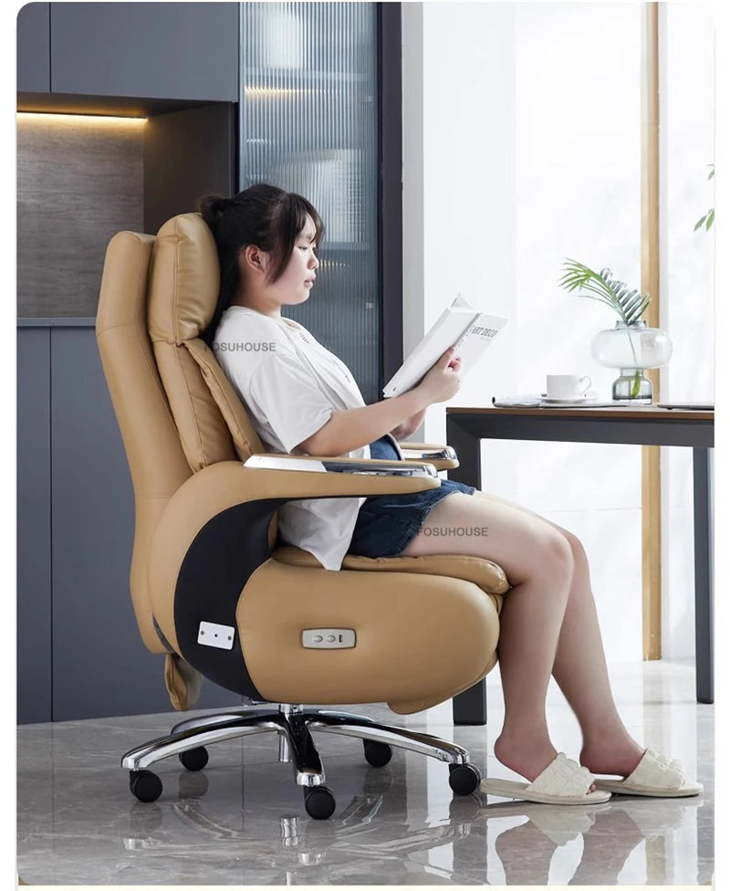 Electric Smart Office Chairs European Reclining Computer Chair Home Gaming Armchair Modern Office Furniture High-end Boss Chair