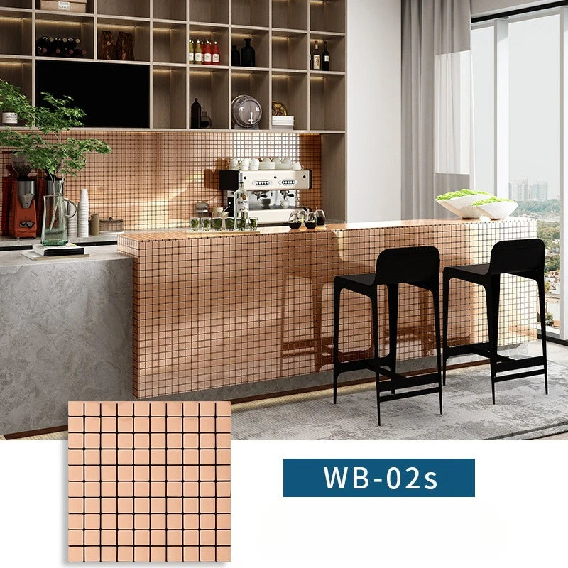 Self-adhesive Metal Mosaic Tiles Aluminum Composite Backsplash Gold Windmill Mosaic Glass Self-adhesive Kitchen Wall Decoration.