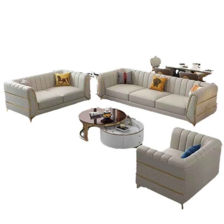 Italian-American small apartment living room three or four-person leather sofa luxury modern simple corner combination concubine