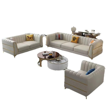 Italian-American small apartment living room three or four-person leather sofa luxury modern simple corner combination concubine