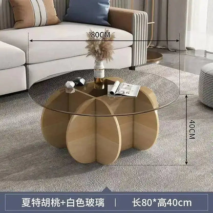 Table basse de salon ronde en verre trempé, design créatif, résistante aux hautes températures, style luxe