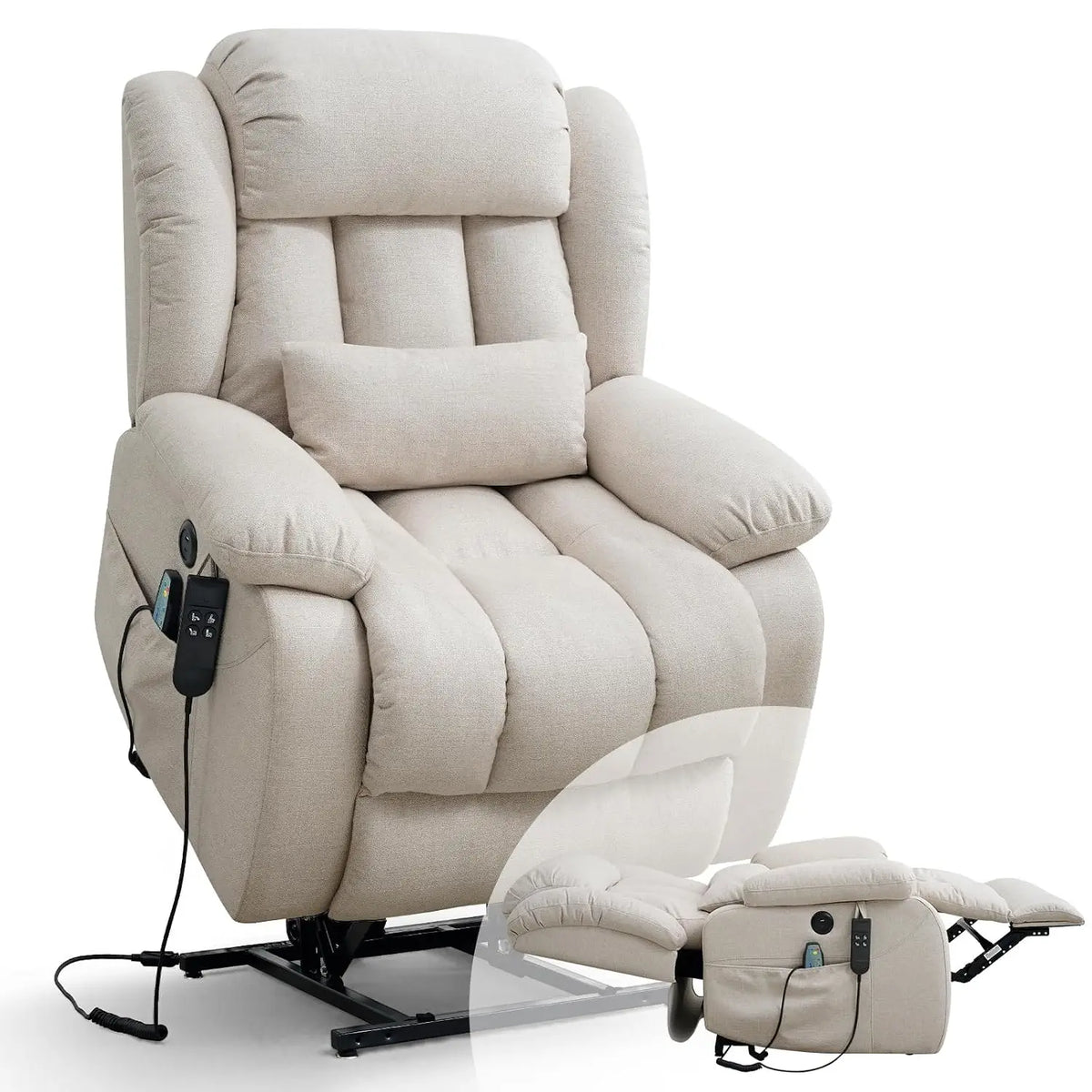 Infinite Position Lay Flat Power Lift Recliner Chair for Elderly, Brown, Customized