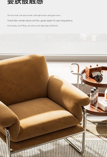 Bauhaus Antique Style Stainless Steel Designer Sofa Chair Living Room Home Balcony Leisure Recliner Negotiation Chair