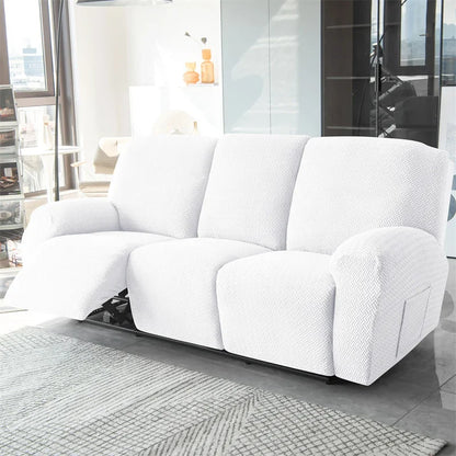 1/2/3 Seater Recliner Sofa Cover Jacquard Solid Color Stretch Couch Coushion Solid Color Sofa Slipcover for Living Room Home
