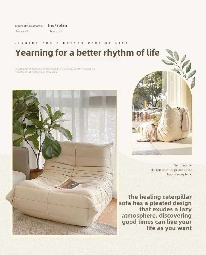 Single Sofa Caterpillar Sofa Balcony Leisure Bedroom Living Room Lie Down or Sleep Lazy Sofa Single Deck Chair