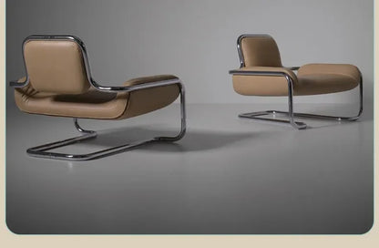 Nordic hardware leather bending chair simple living room balcony back chair
