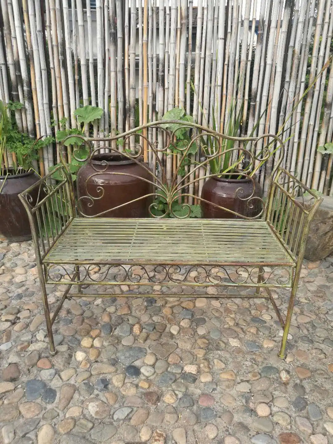Foreign trade tail order clearance picking up leaks European backrest double chair outdoor courtyard leisure balcony bench park