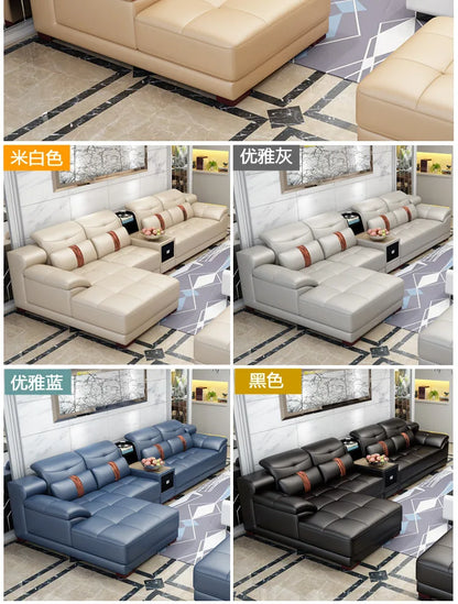 Leather sofa modern simple living room combination first layer cowhide size apartment corner